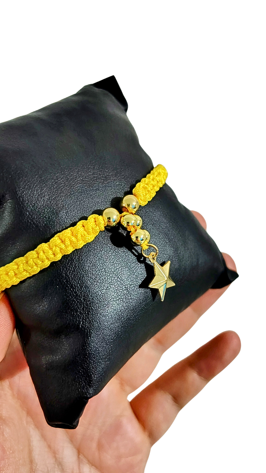 Pulsera Diseño 02 – Oro Laminado 18K con Balines y Dije de Estrella