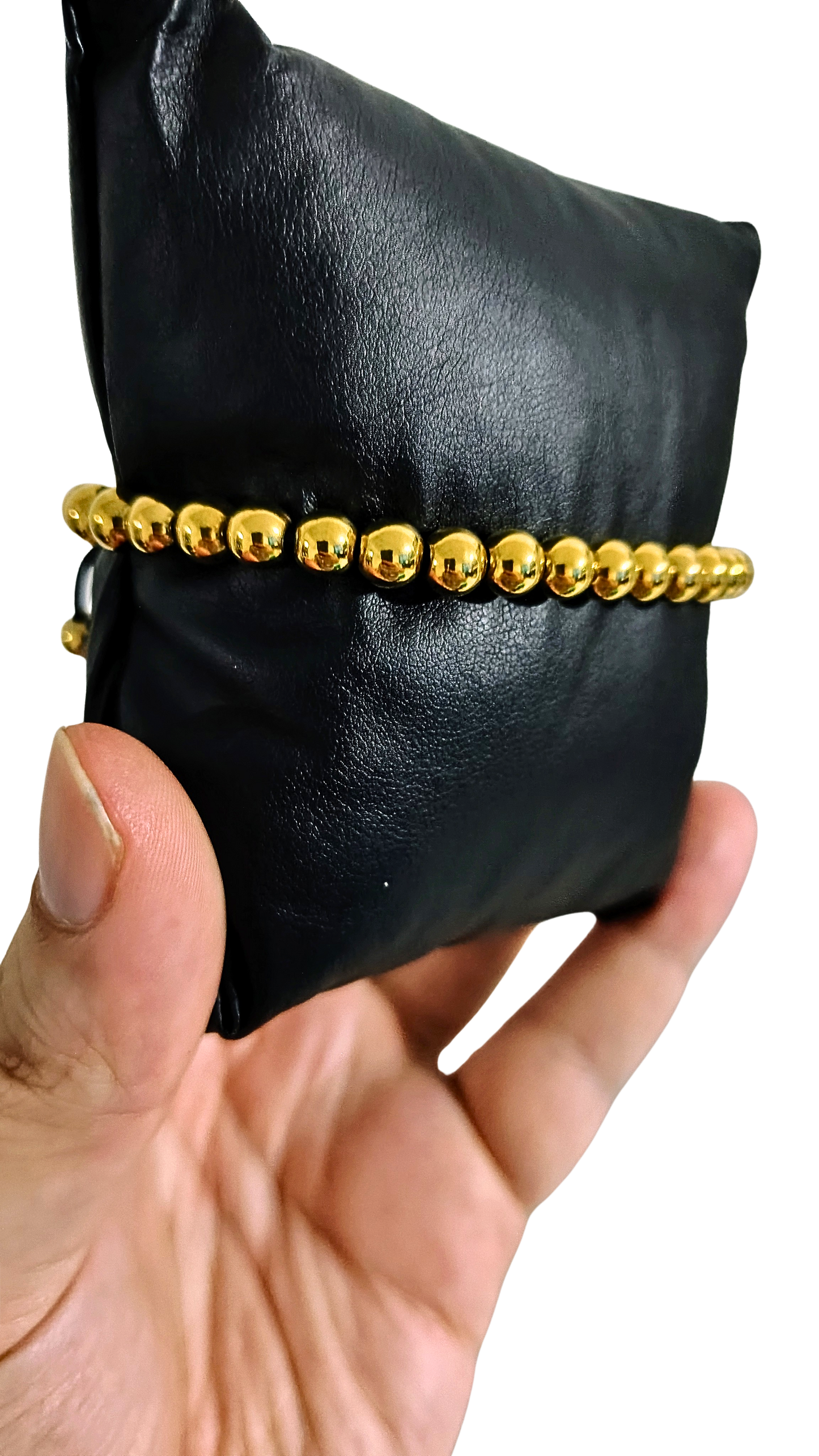 Pulsera Diseño 03 – Oro Laminado 18K con Balines Lisos y Hilo Negro