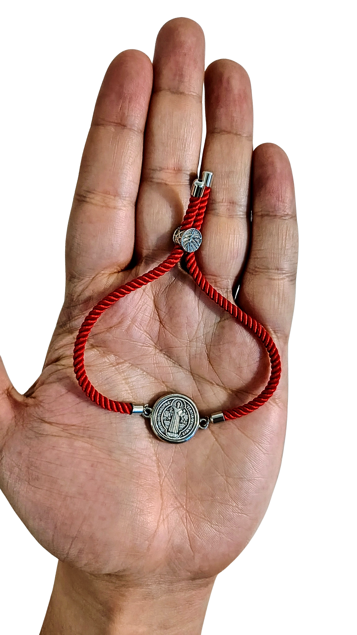 Pulsera San Benito Negra con Dije en Titanio