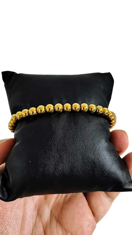 Pulsera Diseño 03 – Oro Laminado 18K con Balines Lisos y Hilo Negro
