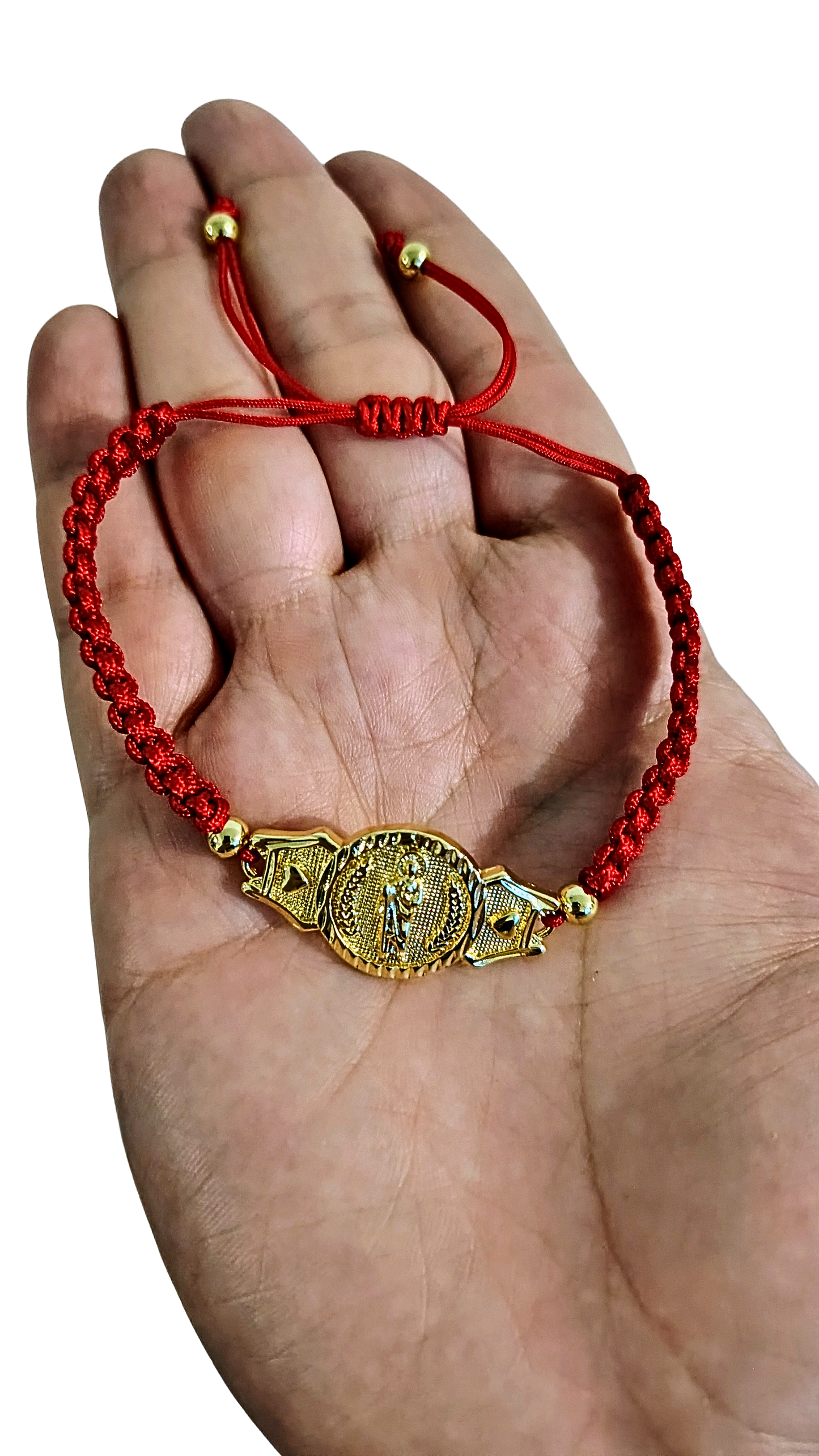 Pulsera Diseño 09 – San Benito Tejida con Dije Grande en Oro Laminado 18K