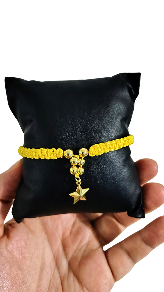Pulsera Diseño 02 – Oro Laminado 18K con Balines y Dije de Estrella