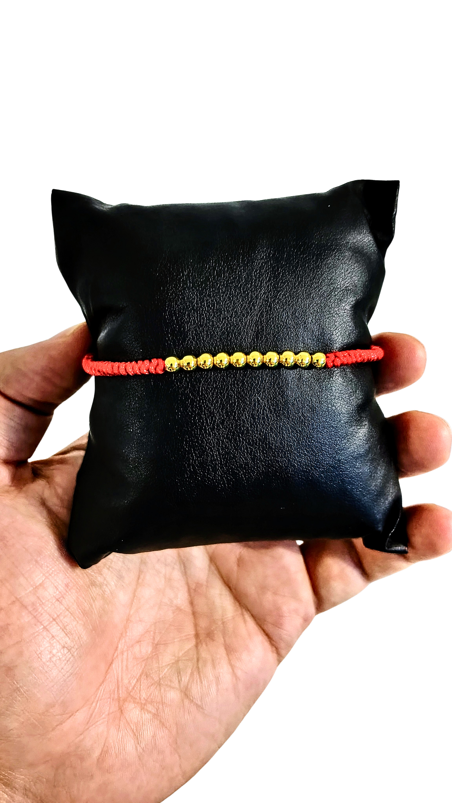 Pulsera Diseño 06 – Roja con Balines Lisos en Oro Laminado 18K